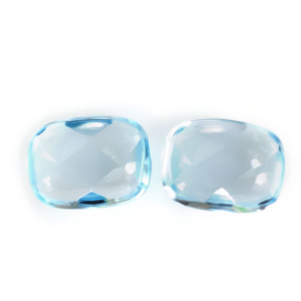 SKY BLUE TOPAZ BUFFTOP CHECKER CUT CUSHION 8X6MM 1.79 Cts.