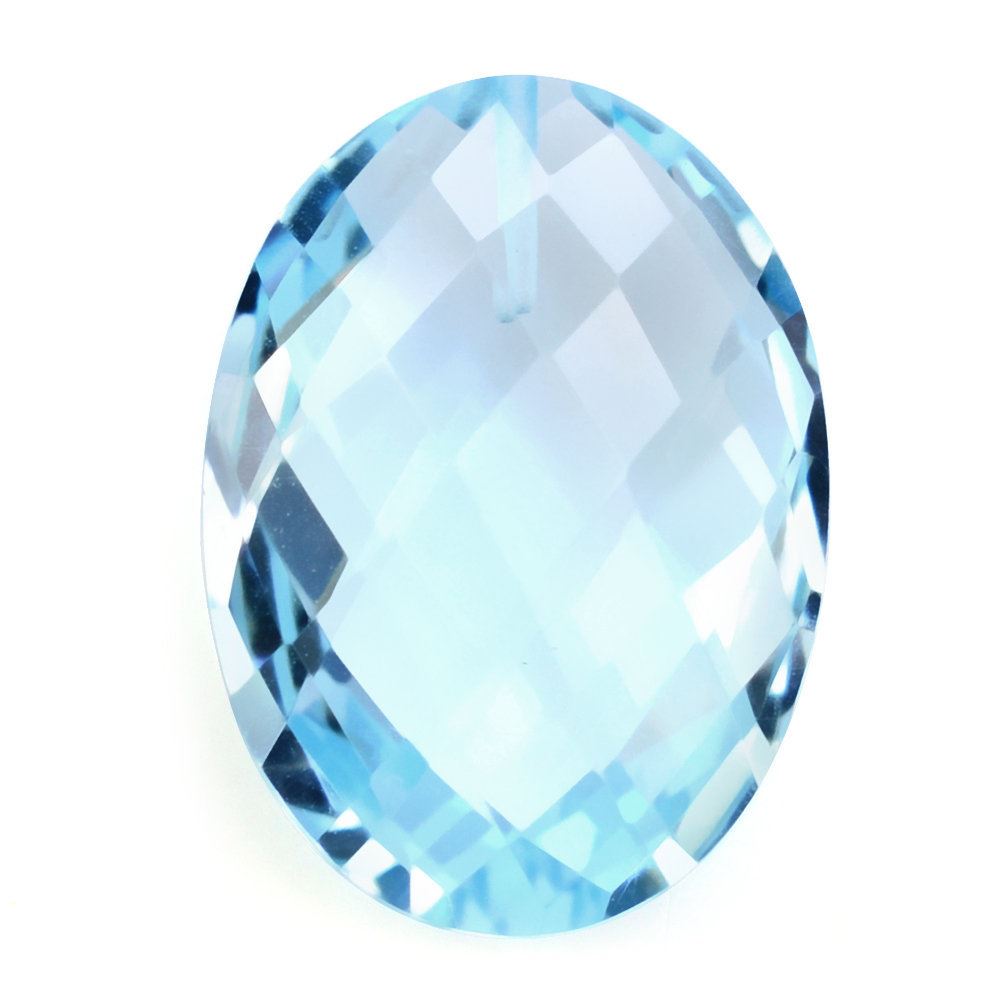 SKY BLUE TOPAZ BRIOLETTE OVAL (HALF DRILL) 14X10MM 6.20 Cts.