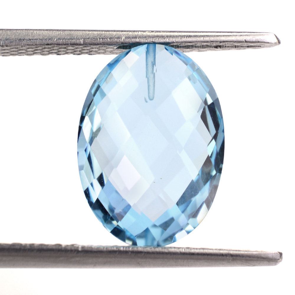 SKY BLUE TOPAZ BRIOLETTE OVAL (HALF DRILL) 14X10MM 6.20 Cts.