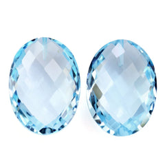 SKY BLUE TOPAZ BRIOLETTE OVAL (HALF DRILL) 14X10MM 6.20 Cts.