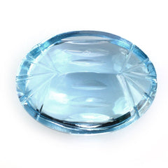 SKY BLUE TOPAZ BUFFTOP CONCAVE BACK OVAL (DES#105) 16X12MM 10.93 Cts.