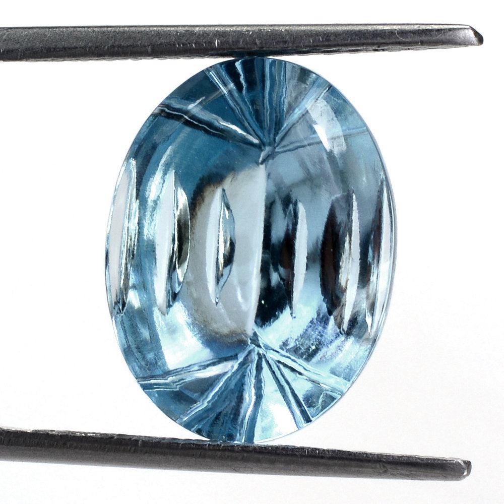 SKY BLUE TOPAZ BUFFTOP CONCAVE BACK OVAL (DES#105) 16X12MM 10.93 Cts.