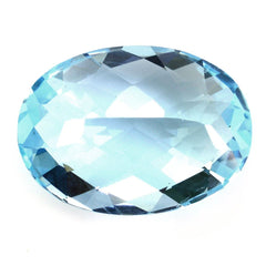 SKY BLUE TOPAZ CHECKER CUT OVAL 18X13MM 14.39 Cts.