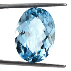 SKY BLUE TOPAZ CHECKER CUT OVAL 18X13MM 14.39 Cts.