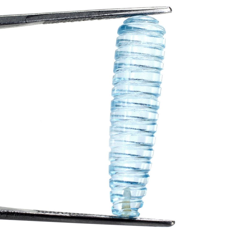 SKY BLUE TOPAZ SPIRAL CARVED DROPS (DES#149) (HALF DRILL) 28X7MM 14.65 Cts.