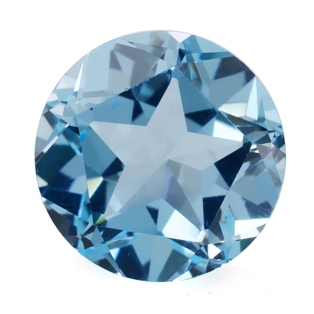 SKY BLUE TOPAZ PENTAGON ROUND WITH STAR CUT BACK (DES#43) 12MM 7.78 Cts.