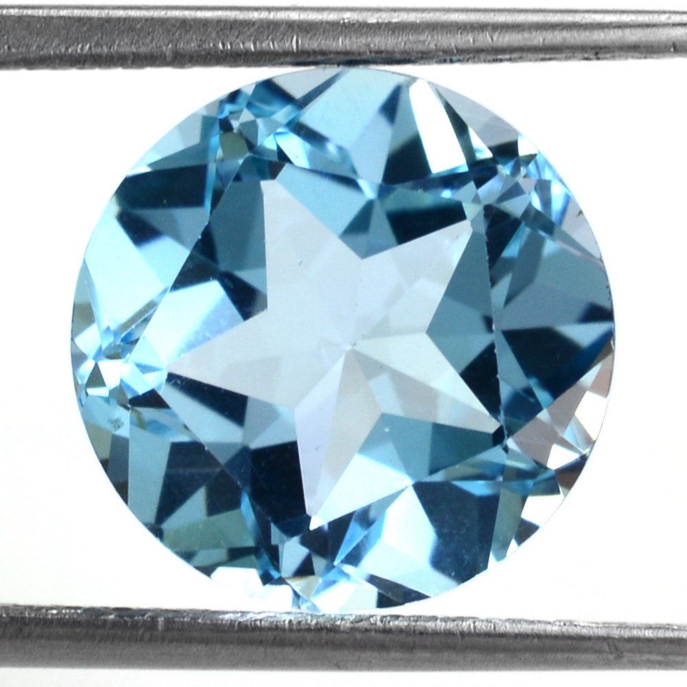 SKY BLUE TOPAZ PENTAGON ROUND WITH STAR CUT BACK (DES#43) 12MM 7.78 Cts.