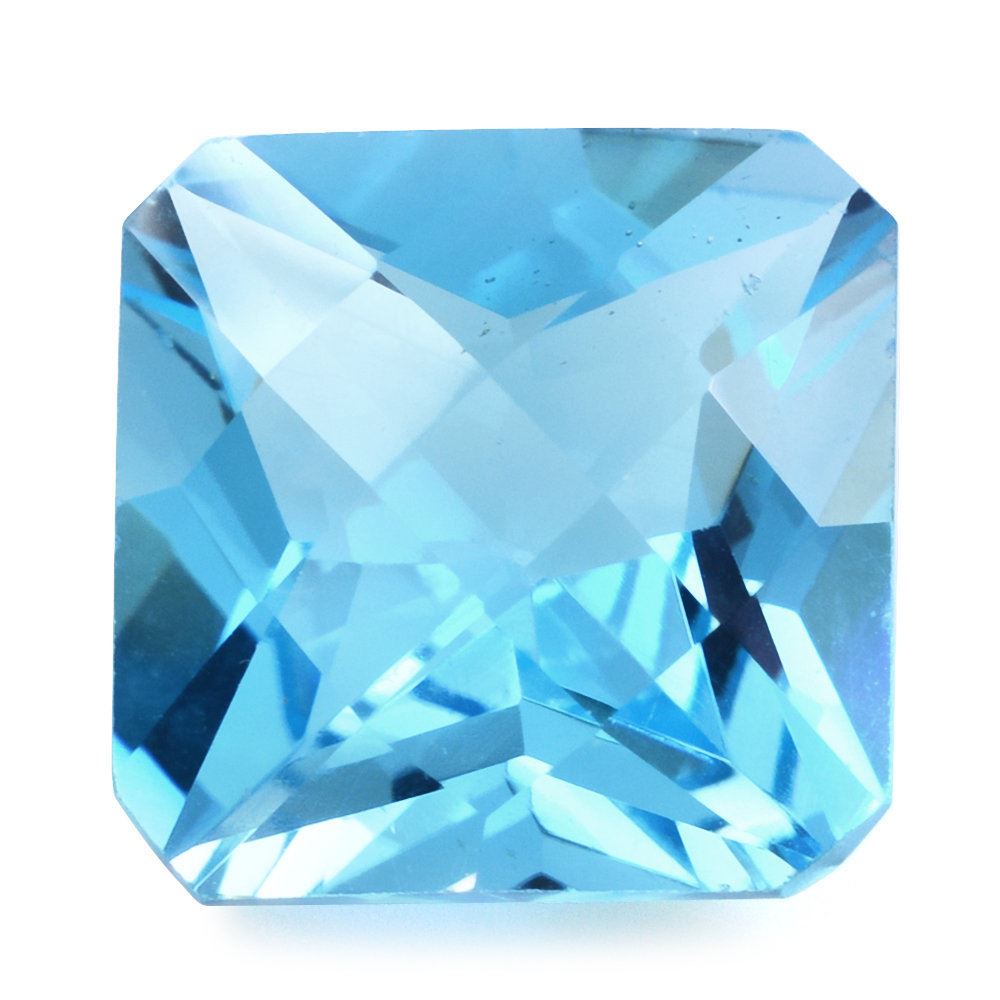 SKY BLUE TOPAZ CHECKER TOP PRINCESS BACK SQUARE - OCTAGON (SI) 14MM 14.00 Cts.