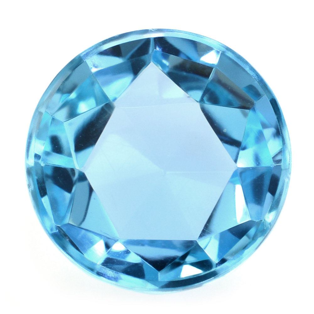 SKY BLUE TOPAZ ROSE CUT ROUND CAB 14MM 13.47 Cts.