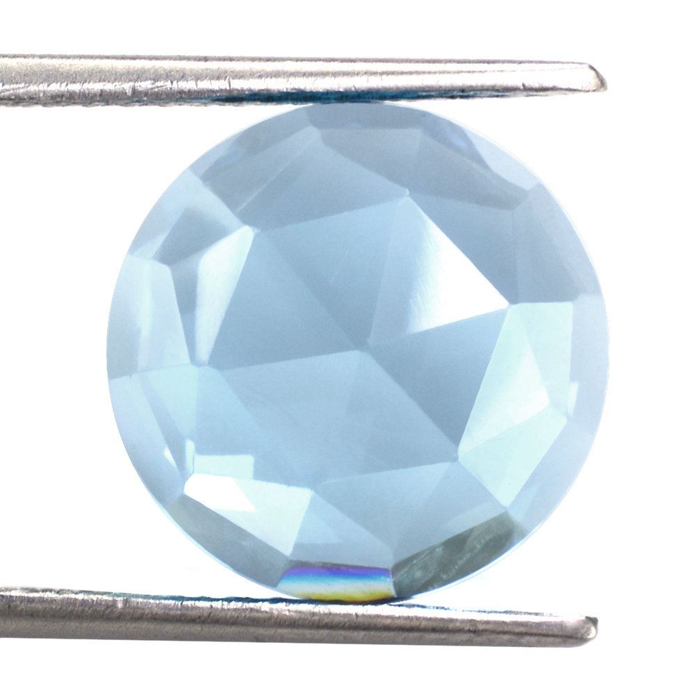 SKY BLUE TOPAZ ROSE CUT ROUND CAB 14MM 13.47 Cts.
