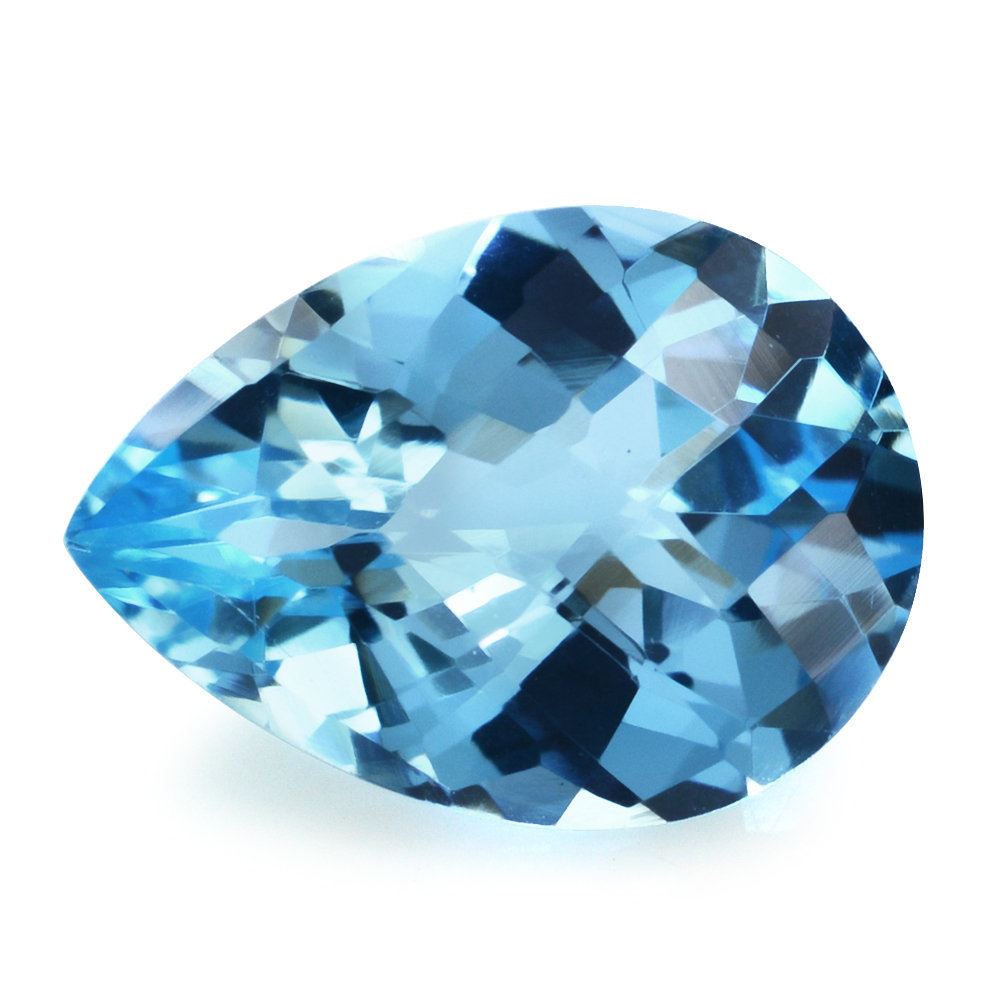 SKY BLUE TOPAZ CHECKER CUT PEAR 14X10MM 5.91 Cts.
