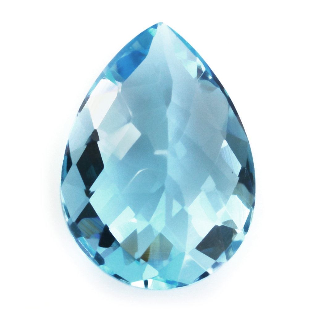 SKY BLUE TOPAZ CHECKER CUT PEAR 14X10MM 5.91 Cts.