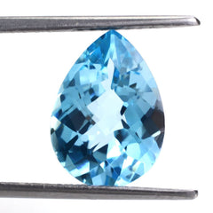 SKY BLUE TOPAZ CHECKER CUT PEAR 14X10MM 5.91 Cts.