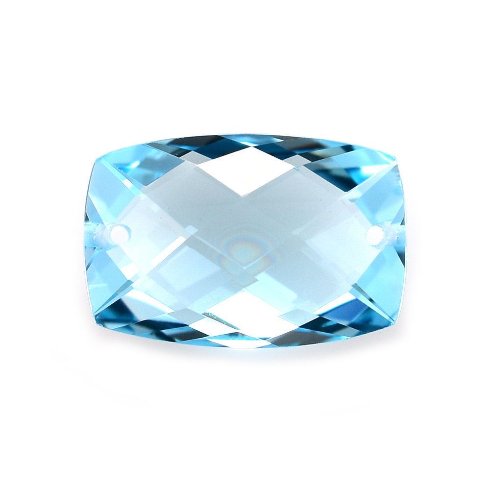 SKY BLUE TOPAZ CHECKER CUT BRIOLETTE CUSHION (TOP) (FULL DRILL 1.00MM) 12X8MM 4.10 Cts.