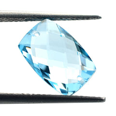 SKY BLUE TOPAZ CHECKER CUT BRIOLETTE CUSHION (TOP) (FULL DRILL 1.00MM) 12X8MM 4.10 Cts.