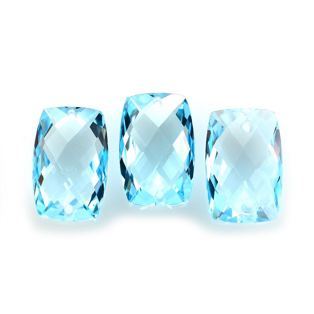 SKY BLUE TOPAZ CHECKER CUT BRIOLETTE CUSHION (TOP) (FULL DRILL 1.00MM) 12X8MM 4.10 Cts.