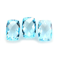 SKY BLUE TOPAZ CHECKER CUT BRIOLETTE CUSHION (TOP) (FULL DRILL 1.00MM) 12X8MM 4.10 Cts.