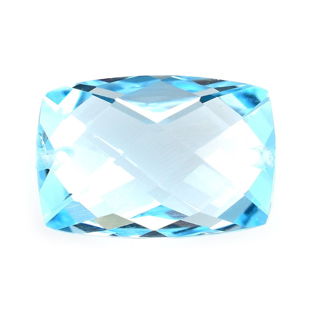 SKY BLUE TOPAZ CHECKER CUT BRIOLETTE CUSHION (TOP/SI) 12X8MM 4.65 Cts.