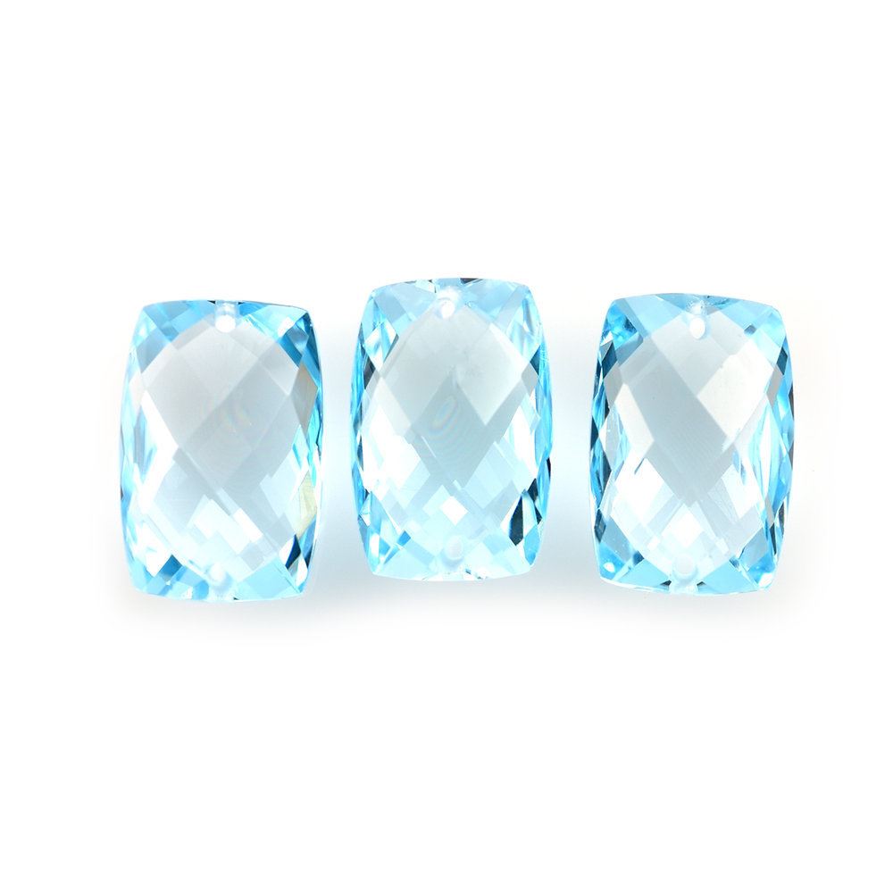 SKY BLUE TOPAZ CHECKER CUT BRIOLETTE CUSHION (TOP/SI) 12X8MM 4.65 Cts.