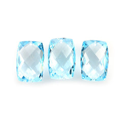SKY BLUE TOPAZ CHECKER CUT BRIOLETTE CUSHION (TOP/SI) 12X8MM 4.65 Cts.