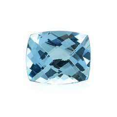 TOPAZ SKY BLUE CHECKER CUT CUSHION (TOP) (CLEAN) 12X10 MM 5.81 CTS