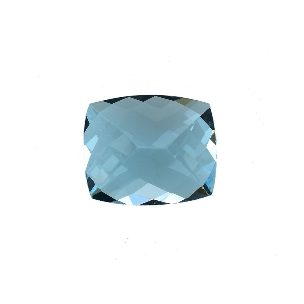 TOPAZ SKY BLUE CHECKER CUT CUSHION (TOP) (CLEAN) 12X10 MM 5.81 CTS