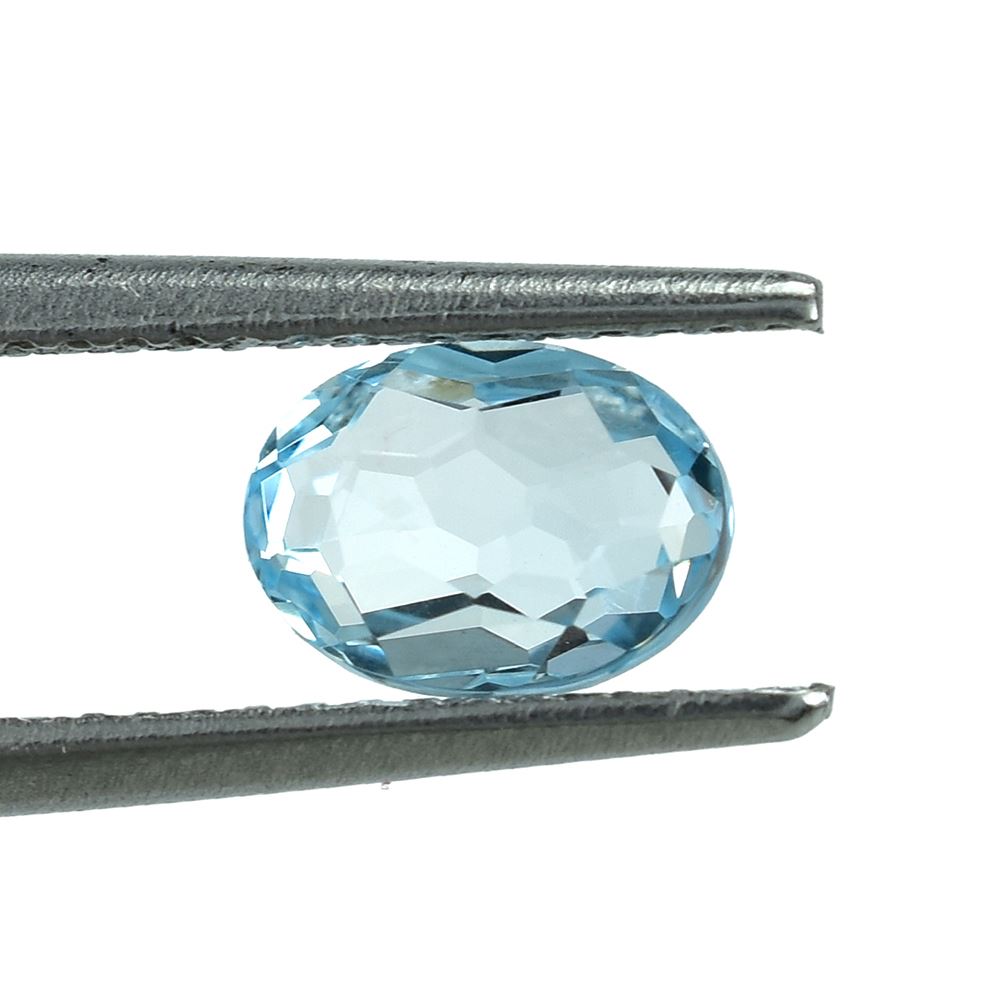 SKY BLUE TOPAZ IRREGULAR FACETED BRIOLETTE OVAL (NORMAL)(CLEAN) 7.00X5.00 MM 1.15 Cts.