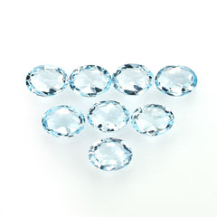 SKY BLUE TOPAZ IRREGULAR FACETED BRIOLETTE OVAL (NORMAL)(CLEAN) 8.00X6.00 MM 1.55 Cts.