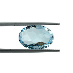 SKY BLUE TOPAZ IRREGULAR FACETED BRIOLETTE OVAL (NORMAL)(CLEAN) 14.00X10.00 MM 5.75 Cts.