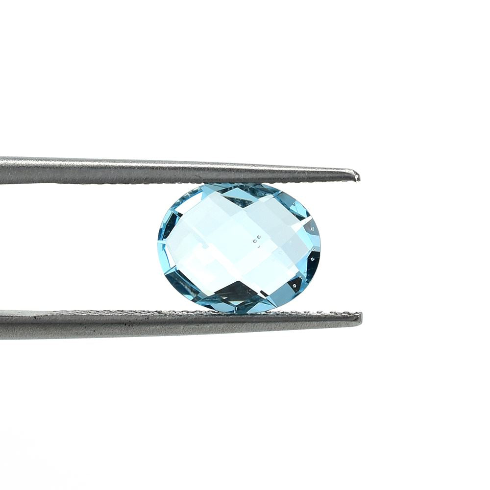 SKY BLUE TOPAZ CHECKER BRIOLETTE OVAL (NORMAL)(SI) 10.00X8.00 MM 1.90 Cts.
