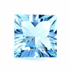 SKY BLUE TOPAZ CONCAVE FLOWER CUT BACK SQUARE (DES#49) 12MM 9.40 Cts.