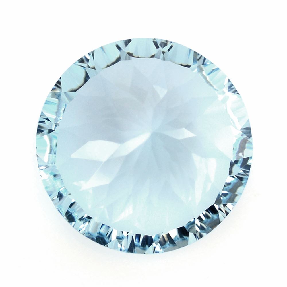 SKY BLUE TOPAZ CONCAVE CUT ROUND (DES#46) 15MM 14.50 Cts.