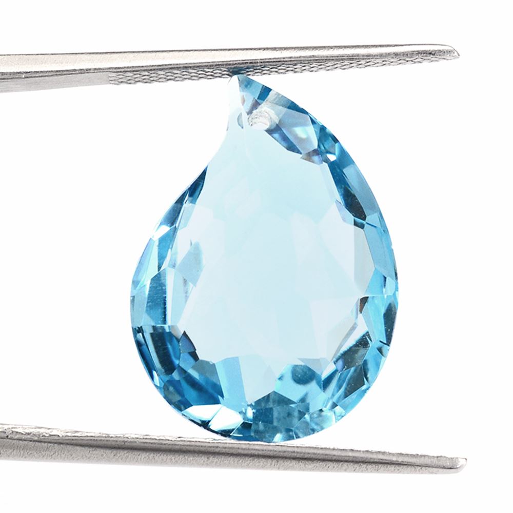 SKY BLUE TOPAZ BOTH SIDE TABLE CUT MANGO SHAPE (DES#157) WITH (FULL DRILL) 20X14MM 15.20 Cts.