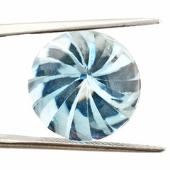 SKY BLUE TOPAZ BUFFTOP ROUND WITH TWISTED CONCAVE (DES#31) 15MM 16.40 Cts.