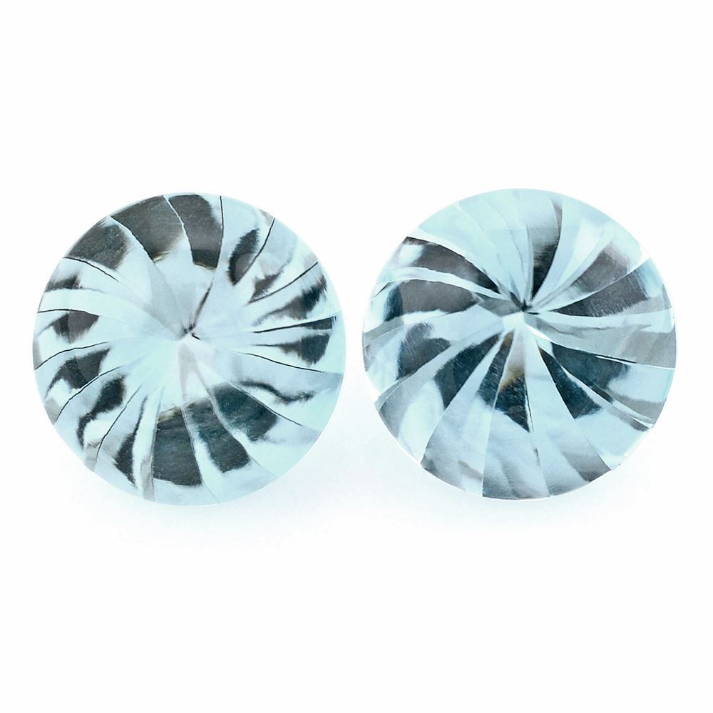 SKY BLUE TOPAZ BUFFTOP ROUND WITH TWISTED CONCAVE (DES#31) 15MM 16.40 Cts.