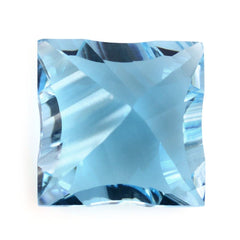 SKY BLUE TOPAZ CONCAVE NINETY CUT SQUARE (DES#52) 12MM 10.20 Cts.