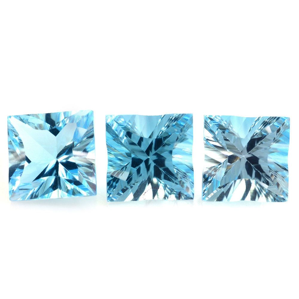 SKY BLUE TOPAZ CONCAVE NINETY CUT SQUARE (DES#52) 12MM 10.20 Cts.