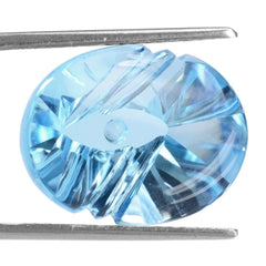SKY BLUE TOPAZ FLAT BUFFTOP EVIL EYE OVAL (DES#112) 20X15MM 20.23 Cts.