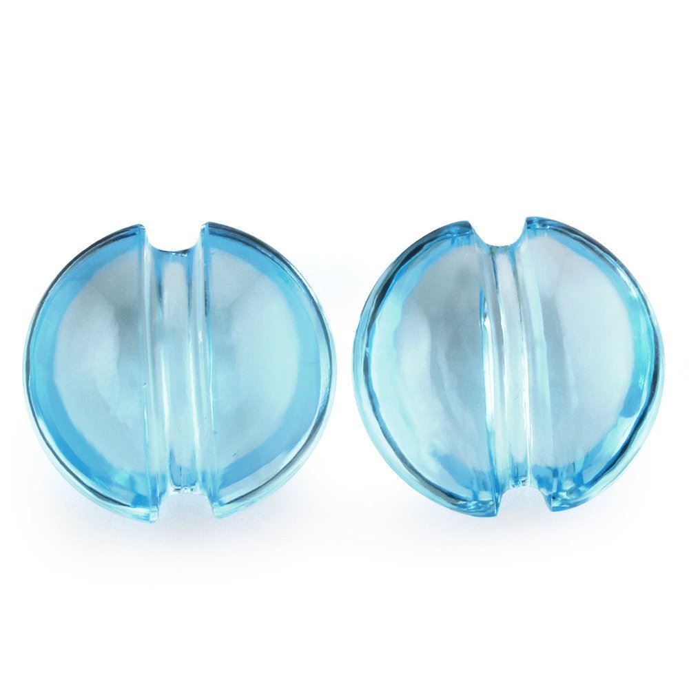 SKY BLUE TOPAZ LENTIL ROUND WITH CARVED BELT (DES#25) 15MM 10.95 Cts.