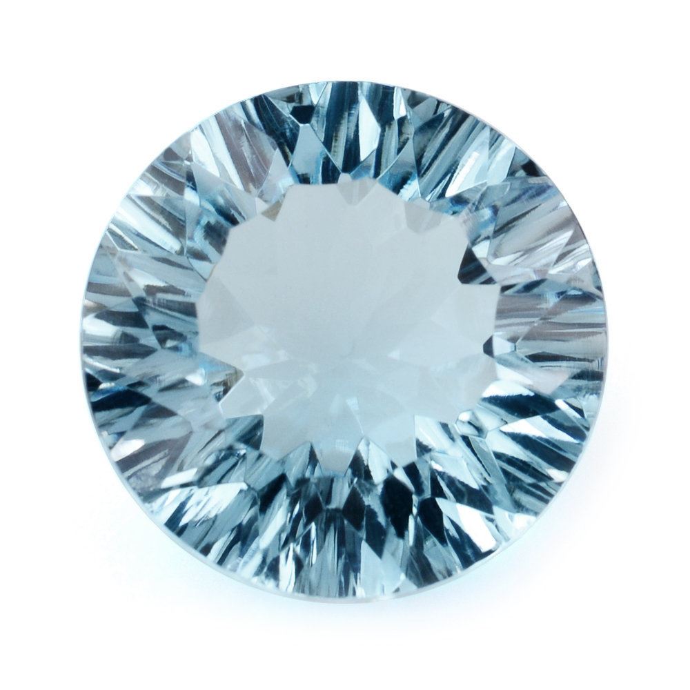 SKY BLUE TOPAZ CONCAVE CUT ROUND (DES#45) 14MM 10.18 Cts.