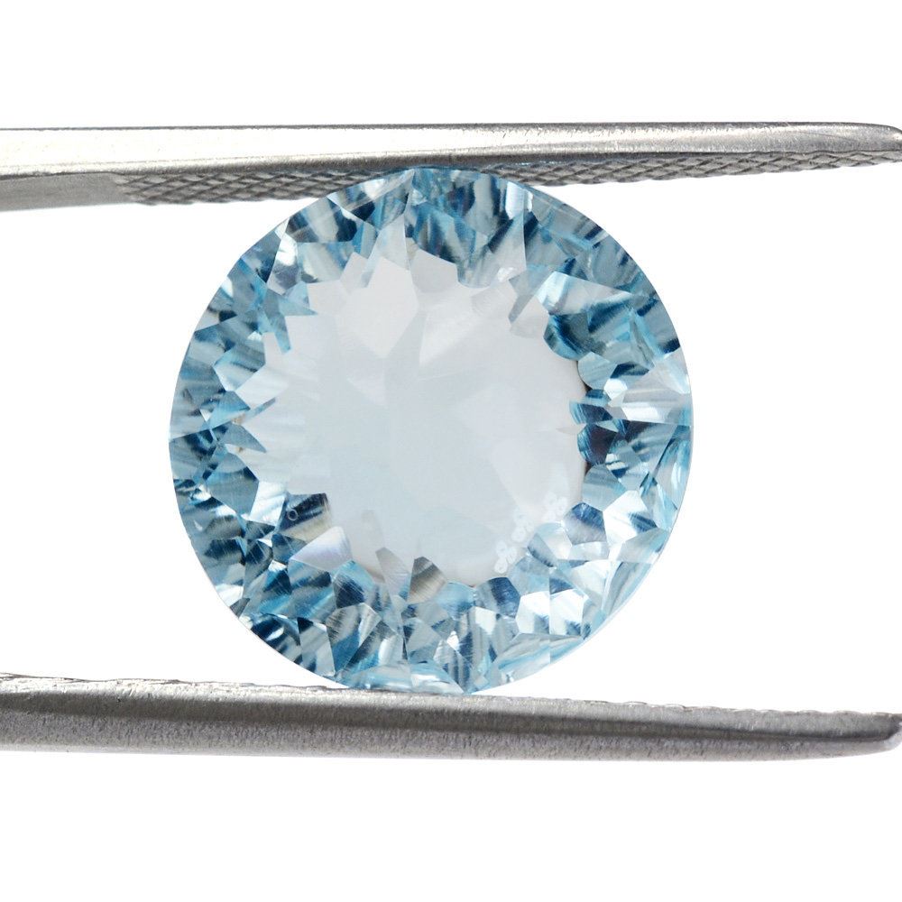 SKY BLUE TOPAZ GALAXY CUT DOME ROUND (DES#86) 12MM 8.55 Cts.