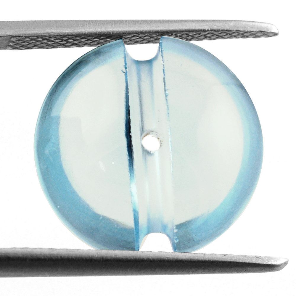 SKY BLUE TOPAZ LENTIL ROUND WITH CARVED BELT (DES#25) (FULL DRILL) 15MM 10.40 Cts.