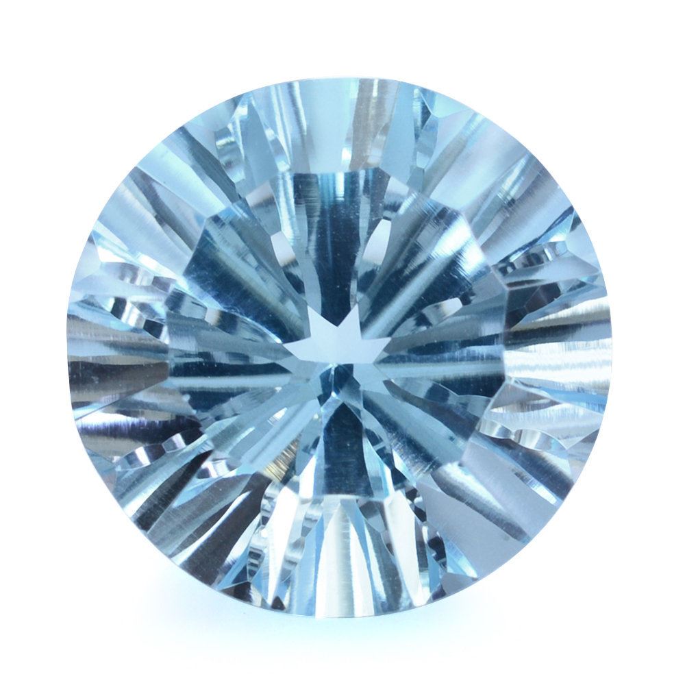 SKY BLUE TOPAZ CONCAVE SPLENDOR CUT ROUND (DES#75) 12MM 7.95 Cts.
