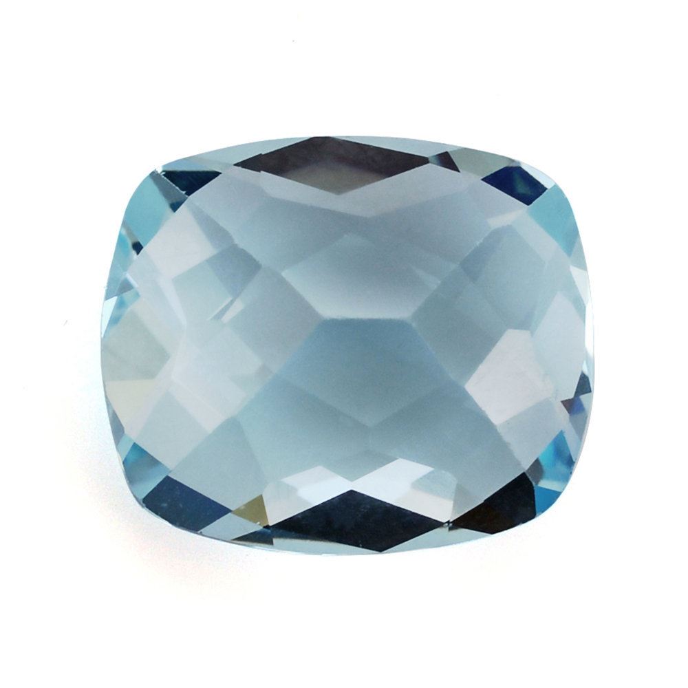 SKY BLUE TOPAZ CHECKER CUT CUSHION 14X12MM 9.60 Cts.