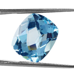 SKY BLUE TOPAZ CHECKER CUT CUSHION 14X12MM 9.60 Cts.