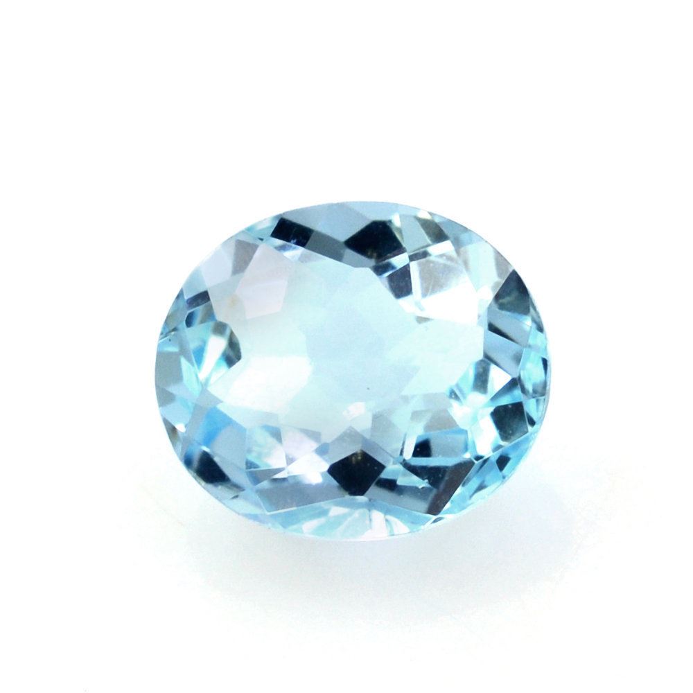 SKY BLUE TOPAZ IRREGULAR CUT BRIOLETTE OVAL 7X6MM 1.23 Cts.