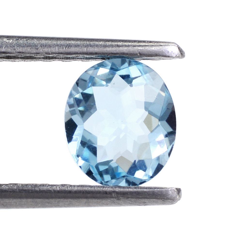 SKY BLUE TOPAZ IRREGULAR CUT BRIOLETTE OVAL 7X6MM 1.23 Cts.