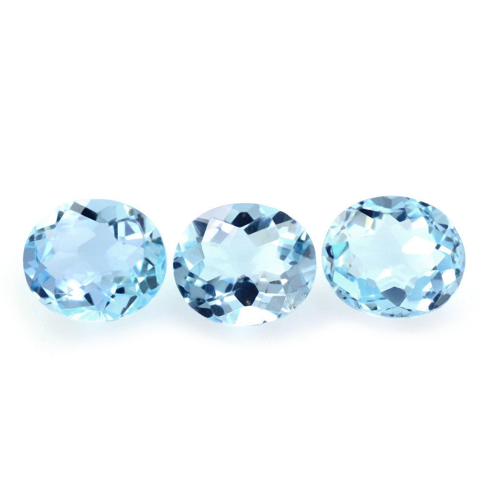SKY BLUE TOPAZ IRREGULAR CUT BRIOLETTE OVAL 7X6MM 1.23 Cts.