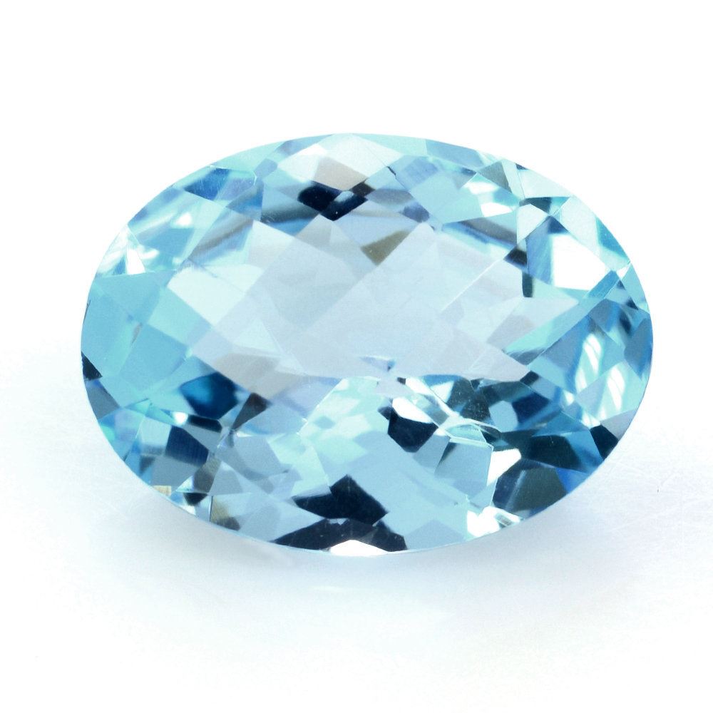 SKY BLUE TOPAZ CHECKER CUT OVAL 16X12MM 10.20 Cts.