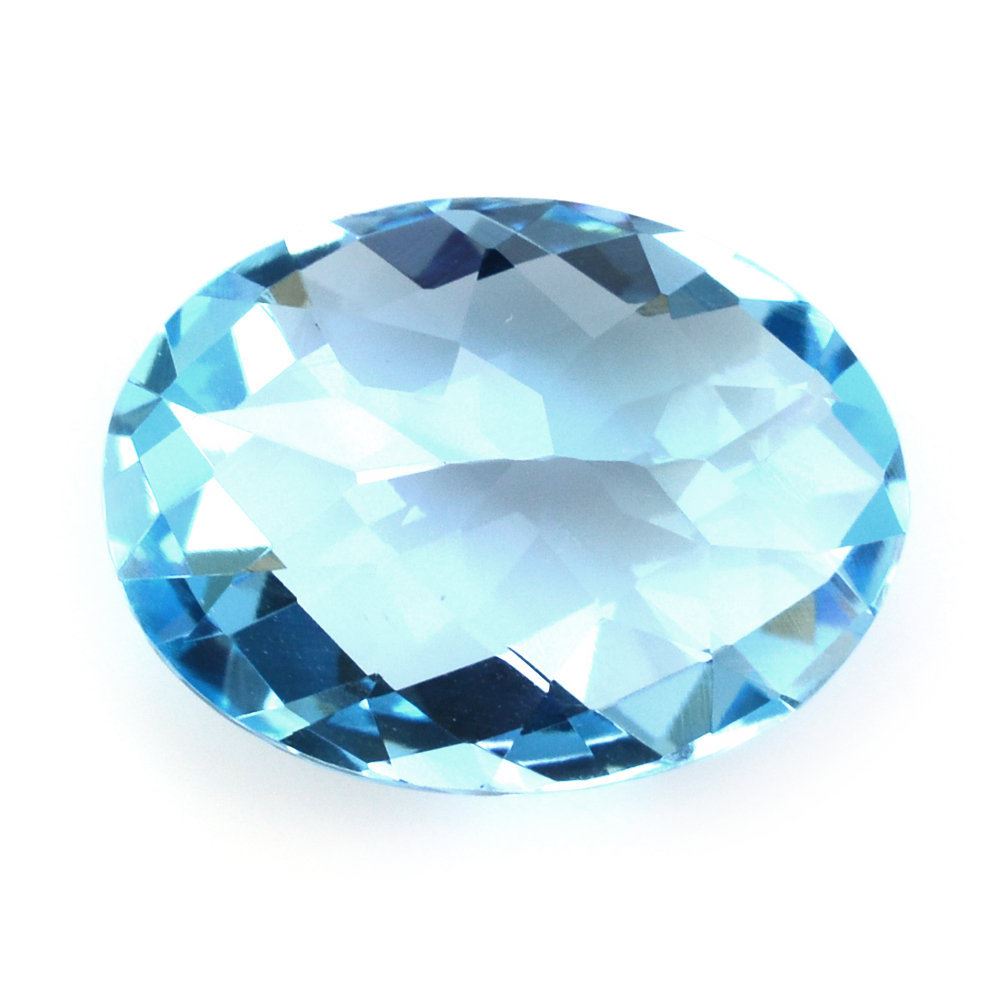 SKY BLUE TOPAZ CHECKER CUT OVAL 16X12MM 10.20 Cts.